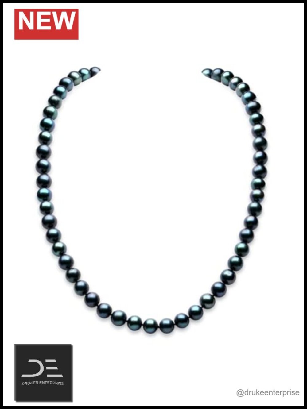 Tahitian Black Pearl Necklace 925 Sterling Silver 18" Strand Women Gift